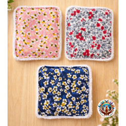 Lot de 3 lingettes lavables motif fleurs